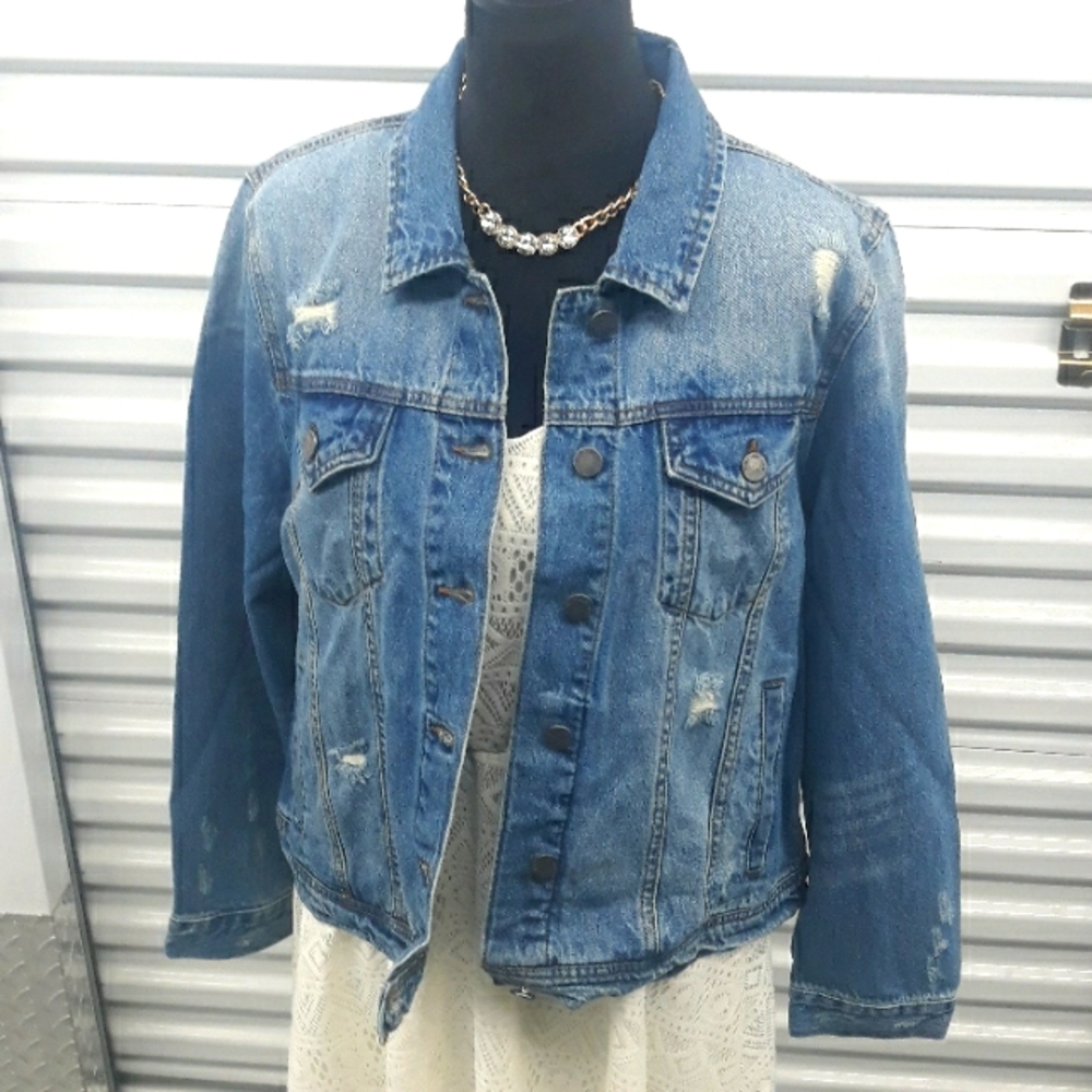 BLACK LABEL distressed denim jacket 2XL NWT